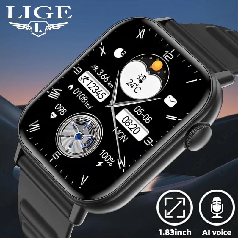 LIGE м 1.83 HD ũ Ʈ ð      ȭ  ð ǰ   Smartwatch